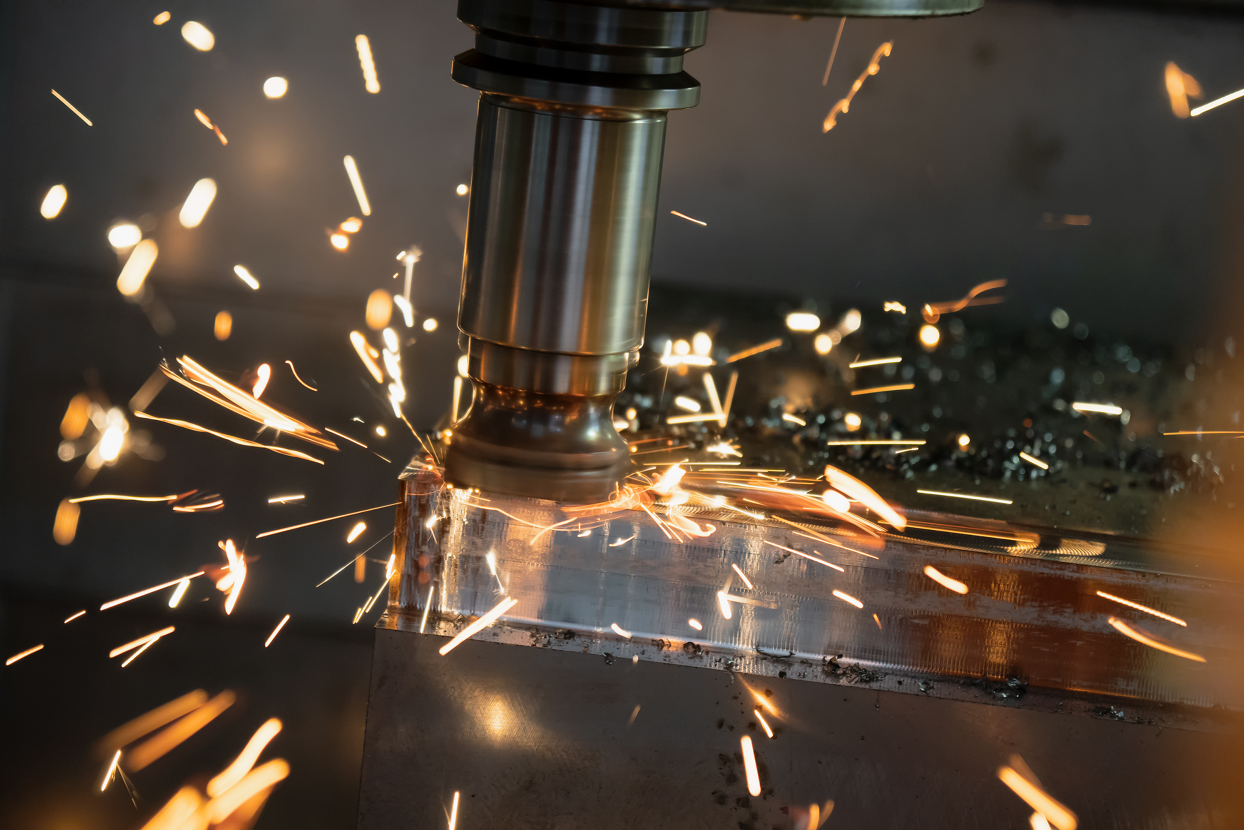 The CNC milling machine cutting the mold part in roughing proce